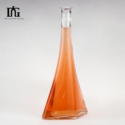 750ml Slim Clear Empty Glass Wine Bottle with Engraving and Polymer Rubber Stopper