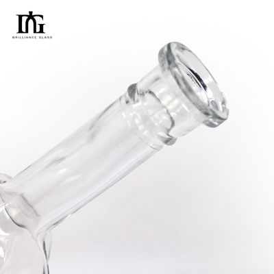 Whisky Vodka Gin Rum 700ml Round Clear Glass Bottle with Cork and Screw Cap Custom