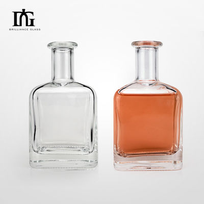 Square Glass Liquor Bottle 350ml with Engraved Surface and Cork Screw Cap