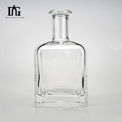 Square Glass Liquor Bottle 350ml with Engraved Surface and Cork Screw Cap
