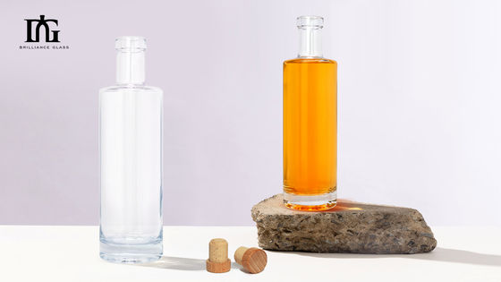 VODKA 750ml Round Clear Bottle Gin Rum Brandy Glass Bottle European Style Luxury