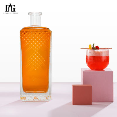 Round Glass Bottles for Gin Rum Tequila Spirits 750ml 1 Liter Clear Empty Vodka Liquor