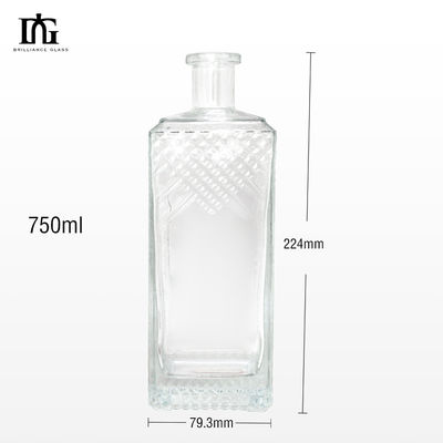 Round Glass Bottles for Gin Rum Tequila Spirits 750ml 1 Liter Clear Empty Vodka Liquor