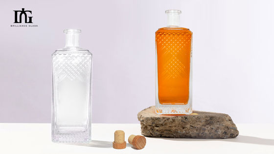 Round Glass Bottles for Gin Rum Tequila Spirits 750ml 1 Liter Clear Empty Vodka Liquor