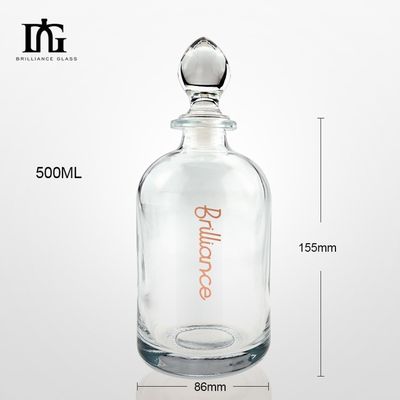 500ml Clear Glass Fruit Wine Liquor Bottle with Cork Engraved Surface Handling