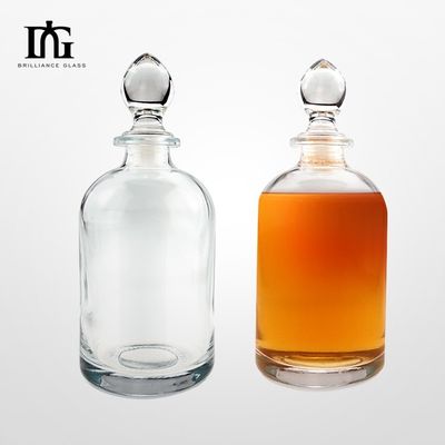 500ml Clear Glass Fruit Wine Liquor Bottle with Cork Engraved Surface Handling