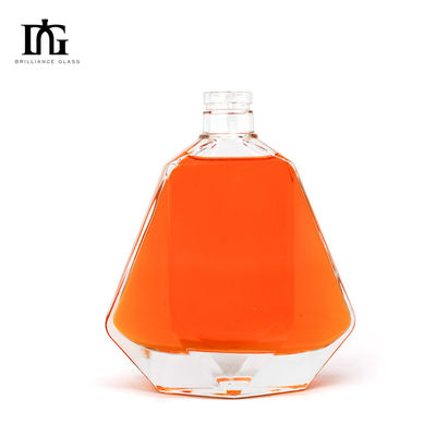 Engraved Surface 750ml Square Glass Wine Bottle for Liquor Drinking Custom Design
