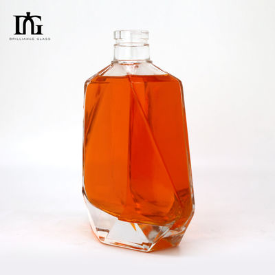 Engraved Surface 750ml Square Glass Wine Bottle for Liquor Drinking Custom Design