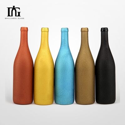500ml/750ml Capacity Custom Matte Colored Glass Wine Bottle for Red Wine and Liquor