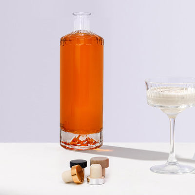 Sealing Type Cork 750ml Square Glass Wine Bottle for Custom Design Liquor Bottles