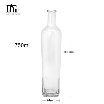 Empty Spirit Bottle for Beverages 1750ml Custom Collar Material Glass Bottle
