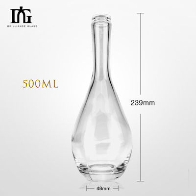 500ml/700ml/750ml End Customizable Slender Long Neck Champagne Vodka Glass Wine Bottle