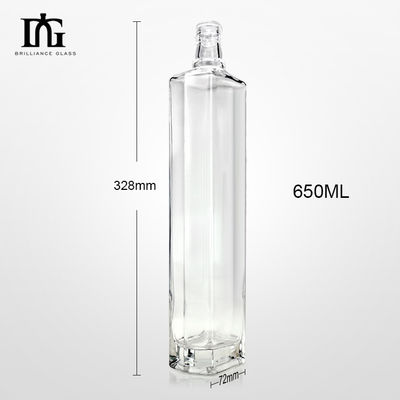650ml Creative Whiskey Vodka Glass Bottles with Cork and Screw Cap Engraved Surface