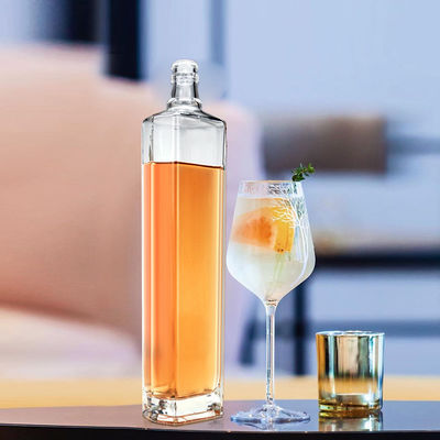 650ml Creative Whiskey Vodka Glass Bottles with Cork and Screw Cap Engraved Surface