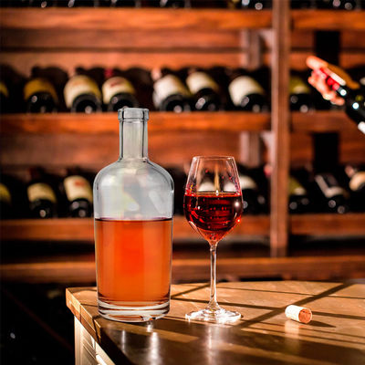 Collar Material Glass 500ml/700ml Round Shape Empty Liquor Bottles with Cork Stoppers