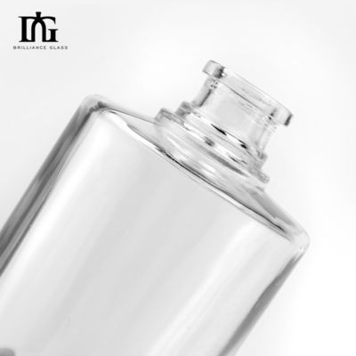 Glass Collar 500ml Transparent Round Empty Flint Glass Liquor Wine Whisky Vodka Bottle with Sealed Cork Lid