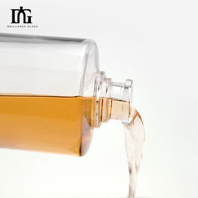 Glass Collar 500ml Transparent Round Empty Flint Glass Liquor Wine Whisky Vodka Bottle with Sealed Cork Lid