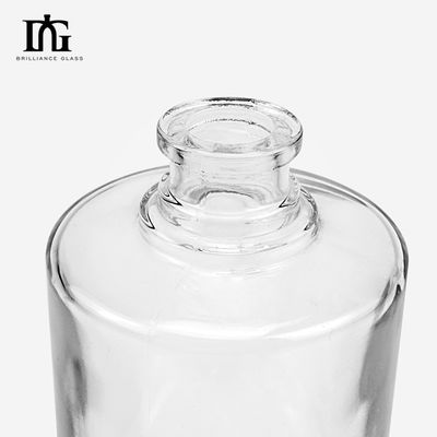 Glass Collar 500ml Transparent Round Empty Flint Glass Liquor Wine Whisky Vodka Bottle with Sealed Cork Lid