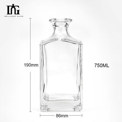 750 ml Glass Bottle Customized Mold Shape Super Flint Whiskey Gin Vodka Liquor Bottle