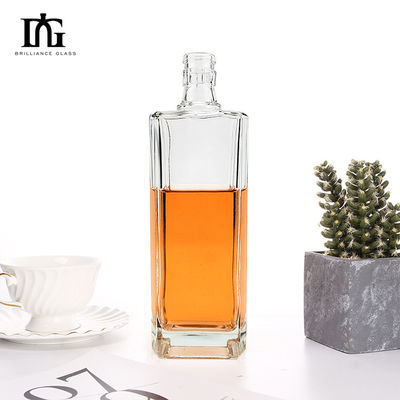 500ml Square Clear Empty Brandy Whisky Glass Bottle with Acceptable OEM/ODM