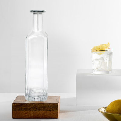 750ml 1000ml Whisky Rum Gin Tequila Glass Bottle with Cork Stopper and Elegant Design
