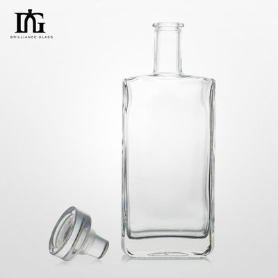 Square Shape Super Flint Whisky Tequila Gin Brandy Glass Bottle 500ML 700ML 750ML