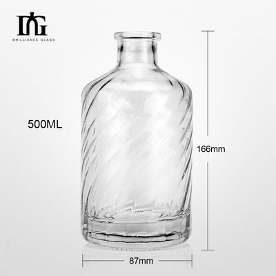 Engraved Glass Collar 500ml Vodka Bottle with Thick Bottom and Customized Design