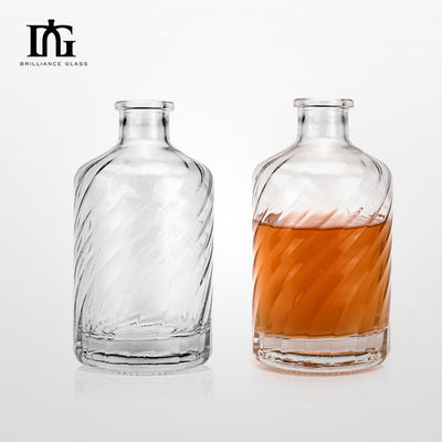 Engraved Glass Collar 500ml Vodka Bottle with Thick Bottom and Customized Design