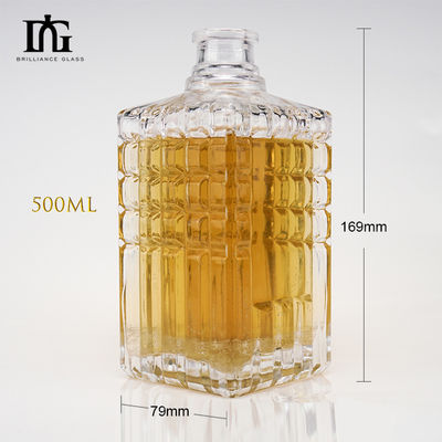Vertical Grain Frosted Clear Glass Wine Liquor Bottles with Cork Competitive Offered