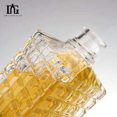 Vertical Grain Frosted Clear Glass Wine Liquor Bottles with Cork Competitive Offered