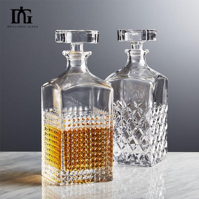 Vertical Grain Frosted Clear Glass Wine Liquor Bottles with Cork Competitive Offered