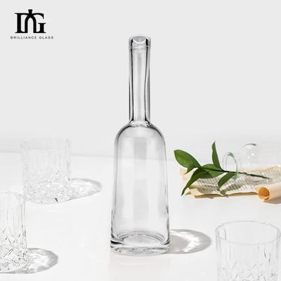 Glass Wine Bottle High Flint Spirit 100ml Round Shaped Lone Neck Empty with Cork Custom Made