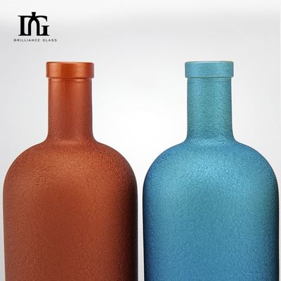 500ml/700ml/750ml Matte Frosted Glass Wine Bottle with Cork Cover and Glass Collar