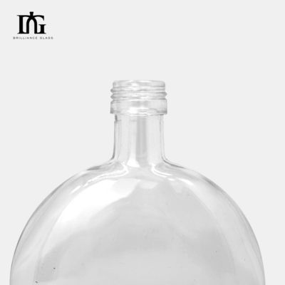 Custom Glass Collar Flat Round Square Wine Bottle with Cork and Screw Cap 250ml 500ml
