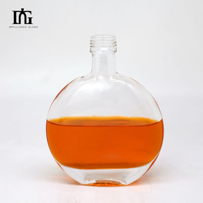 Custom Glass Collar Flat Round Square Wine Bottle with Cork and Screw Cap 250ml 500ml