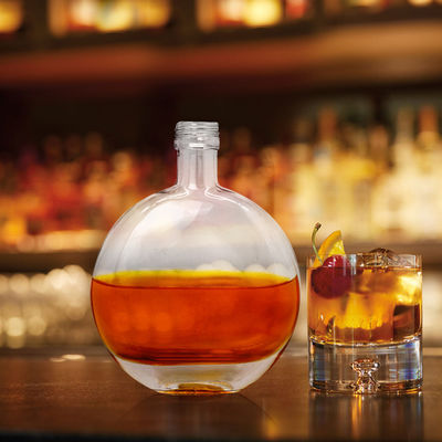 Custom Glass Collar Flat Round Square Wine Bottle with Cork and Screw Cap 250ml 500ml