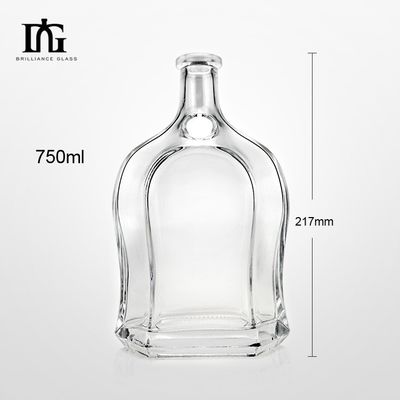 500ml Vodka Spirit Gin Rum Glass Liquor Bottle with Cork Base Material Glass Logo Acceptable