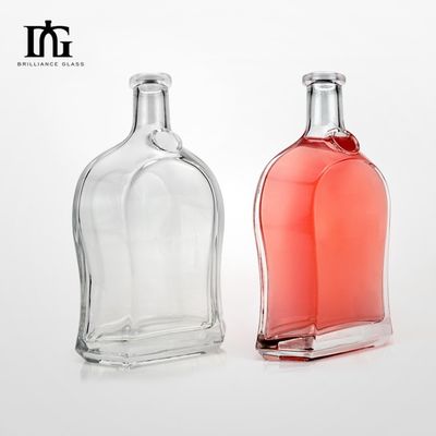 500ml Vodka Spirit Gin Rum Glass Liquor Bottle with Cork Base Material Glass Logo Acceptable