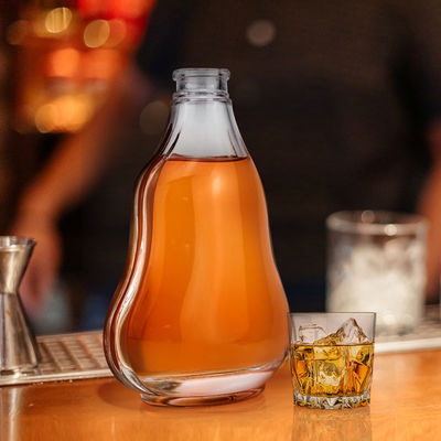 1000ml Customized Clear Glass Liquor Bottle Whisky Glass Bottle with Cork and Screw Cap