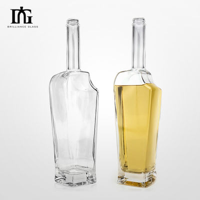 Clear Cubic Empty Rum Whisky Spirit Gin Vodka Glass Liquor Bottle with Cork and Sealing Type