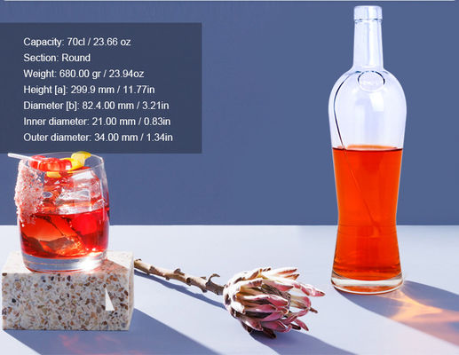 Carbonated Drinks Super Flint Custom Spirit Glass Bottle with Cork 500ml Capacity