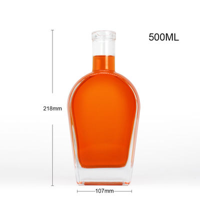 Whisky Liquor Gin Rum Vodka Glass Bottle with Glass Cork 450ml 700ml 750ml Collar Material