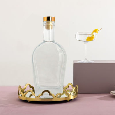 Whisky Liquor Gin Rum Vodka Glass Bottle with Glass Cork 450ml 700ml 750ml Collar Material