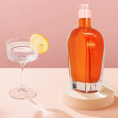 Whisky Liquor Gin Rum Vodka Glass Bottle with Glass Cork 450ml 700ml 750ml Collar Material