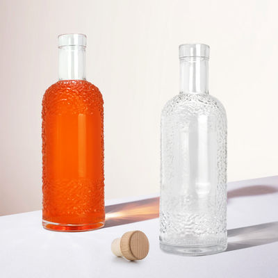 Acid Etch Surface Handling Glass Bottle for Beverages 750ml Capacity and Transparent