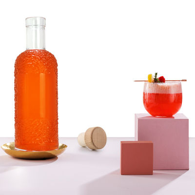 Acid Etch Surface Handling Glass Bottle for Beverages 750ml Capacity and Transparent