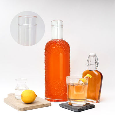Acid Etch Surface Handling Glass Bottle for Beverages 750ml Capacity and Transparent