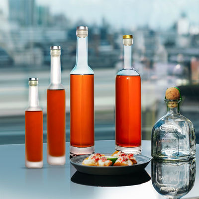 Printing Handling Heat Transfer Printing Glass Bottle with Cork Lids 350ml 500ml 750ml