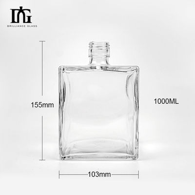 Engraving Square Glass Liquor Bottle 100ml 200ml 250ml 500ml 700ml 1000ml Wine Whiskey Brandy Tequila Gin Bottle with Cork