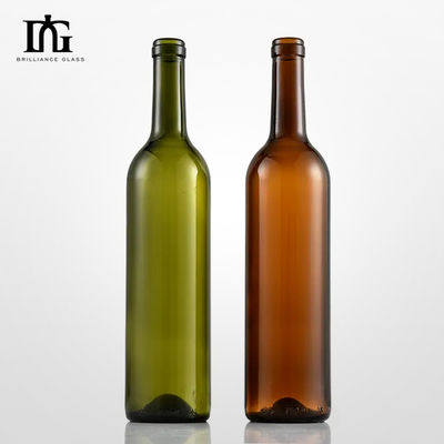 750ml Cork Cap Glass Wine Bottle for Carbonated Drinks in Antique Green Color Customized